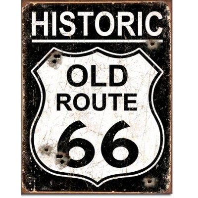 Enseigne Route 66 en métal  / Style antique
